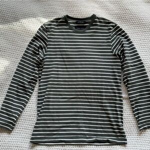 Wings + Horns Green and White Striped Tee